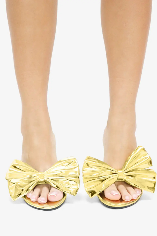 Fallon Metallic Mules- Gold